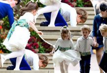Princess Charlotte and Prince George adoringly hold hands as page boy FALLS at wedding || – Latest news