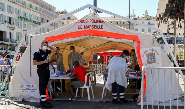 Fire brigade administering covid tests