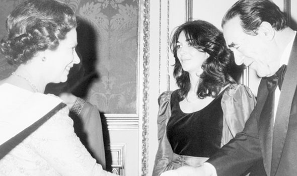 Queen greeting Ghislaine Maxwell and her father in 1983 Queen greeting Ghislaine Maxwell and her father in 1983