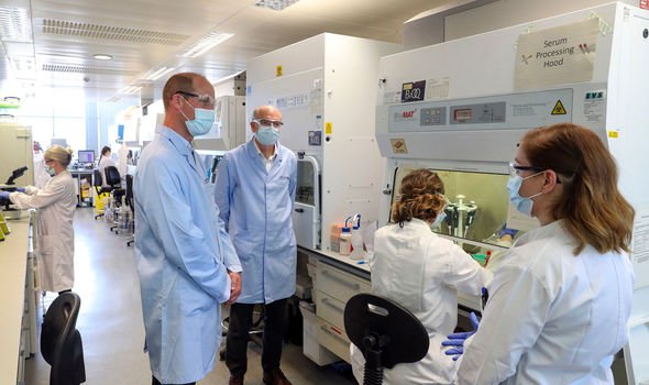 Prince William at the Oxford Vaccine Group on a royal visit