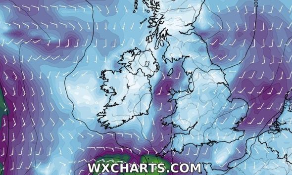 Met Office wind warning: A Met Office yellow weather warning for wind stretches from the north of Scotland down to the Cornish coast and is in place until the early hours of Friday
