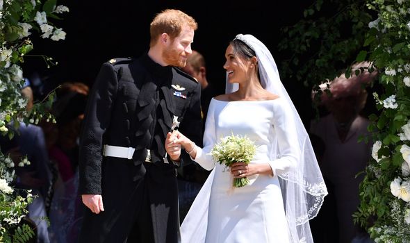 Prince Harry and Meghan Markle leaving St. George's Chapel in Windsor Castle after their wedding Prince Harry and Meghan Markle leaving St. George's Chapel in Windsor Castle after their wedding