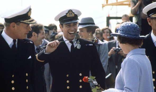 Andrew impressed the Queen by fighting in the Falklands War - his return pictured in 1982