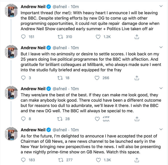 Andrew Neil statement on new role