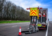 Automated cone laying vehicle spotted on roads in new trial