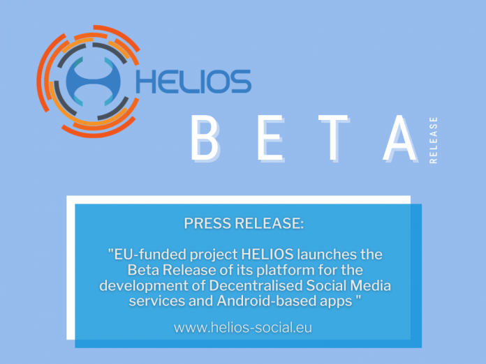 EU-funded project HELIOS launches the Beta Release of its platform for the development of Decentralised Social Media services and Android-based apps