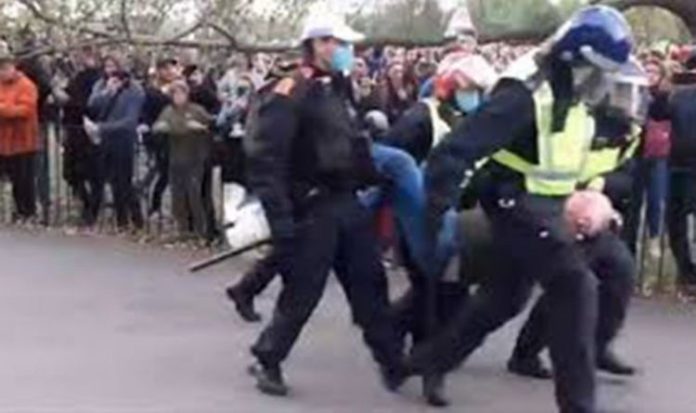 London anti-lockdown protest violence: Police officers attacked in disturbing footage | UK | News