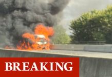 M25 traffic latest: Van erupts in huge fireball – emergency service rush to motorway | UK | News (Reports)