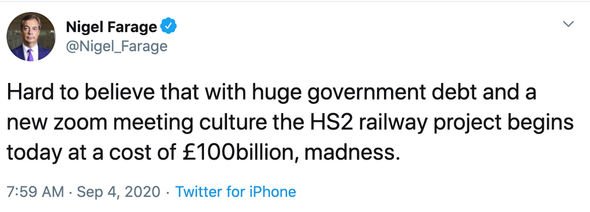 Nigel Farage hits back at HS2 figure