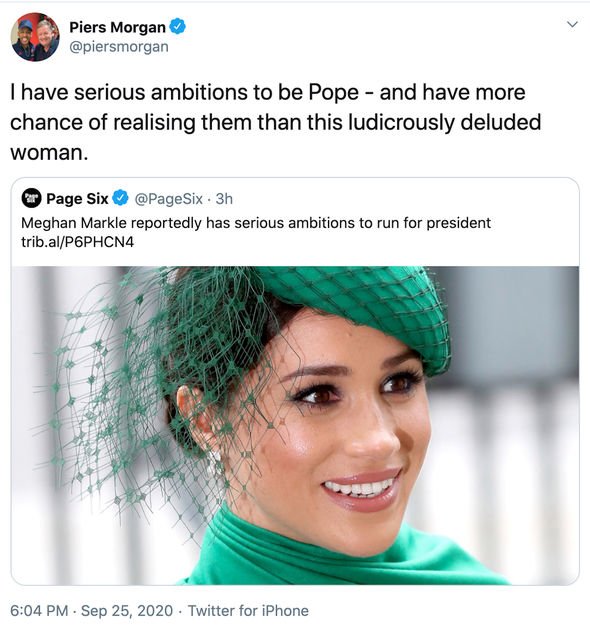 Piers Morgan lashes out at Meghan Markle