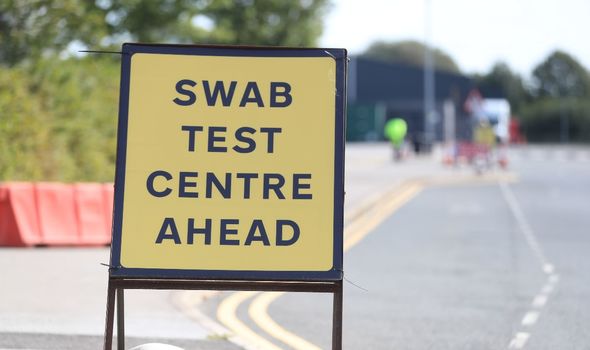 Sign for coronavirus testing centre Sign for coronavirus testing centre