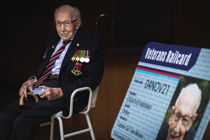 Captain Sir Tom Moore presented with first Veterans Railcard