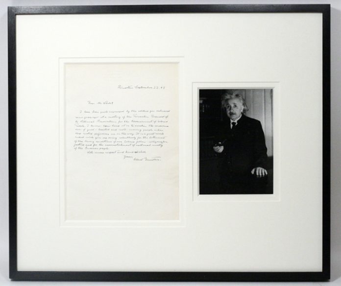 Letter Written by Albert Einstein in 1943, in English, Condemning Racism and Segregation in the U.S., is for Sale
