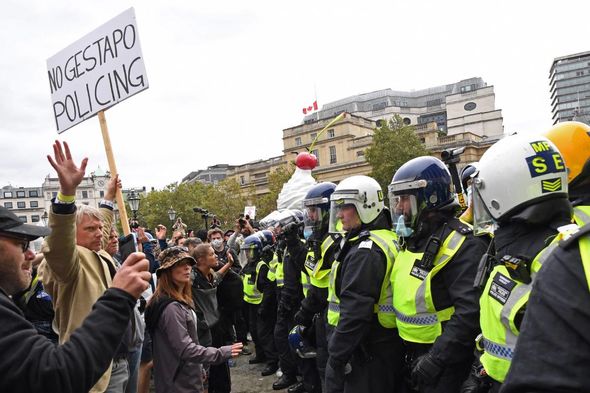 Protesters gathered in London to oppose lockdown measures on Saturday Protesters gathered in London to oppose lockdown measures on Saturday