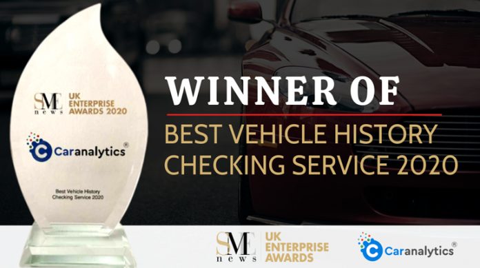 UK Enterprise Awards 2020 – Car Analytics Gets Best Vehicle History Check Service 2020 Award from SME News