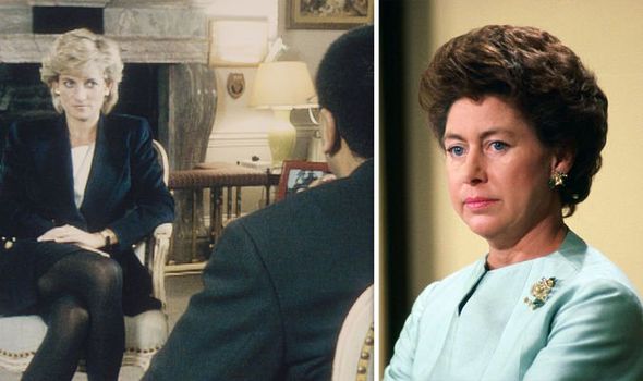 Princess Diana during her BBC Panorama interview in 1995 and Princess Margaret