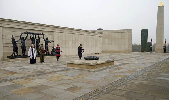 Dignitaries lay wreaths at the National Memorial Arboretum in Alrewas, Staffordshire