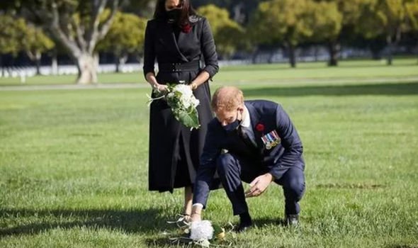 Harry and Meghan at the LA National Cemetery last weekend