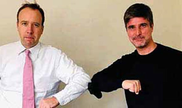 Tony and Matt bump elbows Tony and Matt bump elbows