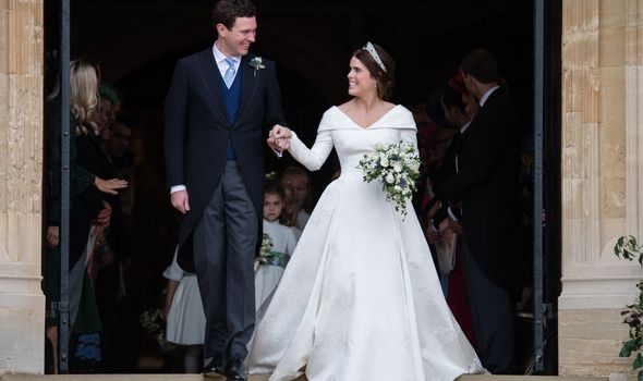 Princess Eugenie with Jack Brooksbank on their wedding day Princess Eugenie with Jack Brooksbank on their wedding day