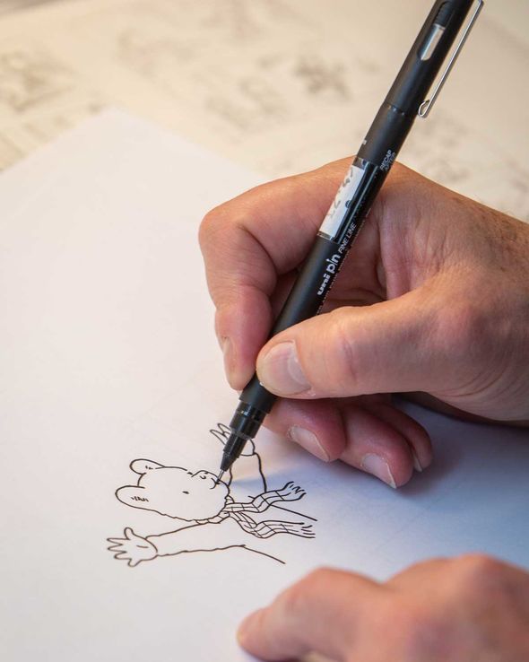 Rupert Bear illustrator Stuart Trotter drawing Rupert Bear illustrator Stuart Trotter drawing
