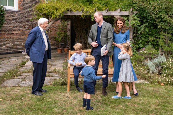 Sir David Attenborough with the Cambridges