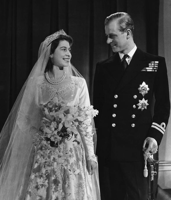 The Queen and Prince Philip pictured on their wedding day in 1947 The Queen and Prince Philip pictured on their wedding day in 1947