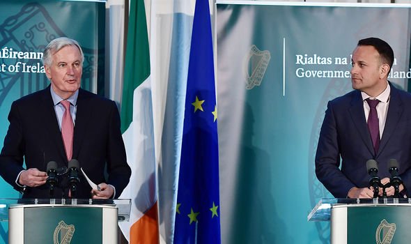 EU's chief negotiator Michel Barnier with Varadkar -- the EU has supported Ireland throughout the Brexit process EU's chief negotiator Michel Barnier with Varadkar -- the EU has supported Ireland throughout the Brexit process
