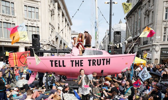 Extinction Rebellion blocking Oxford Circus last year