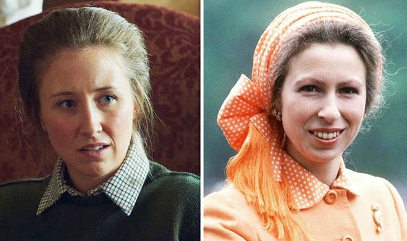 Erin Doherty as Prince Anne in The Crown, and Princess Anne  (R)