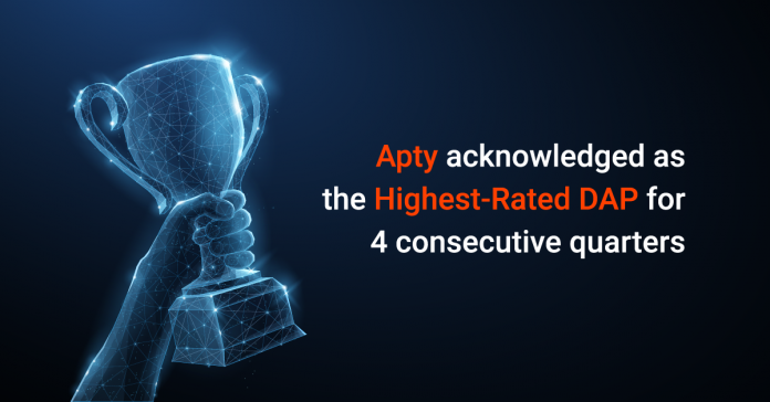 Apty acknowledged as Highest-Rated Digital Adoption Platform for fourth quarter in a row
