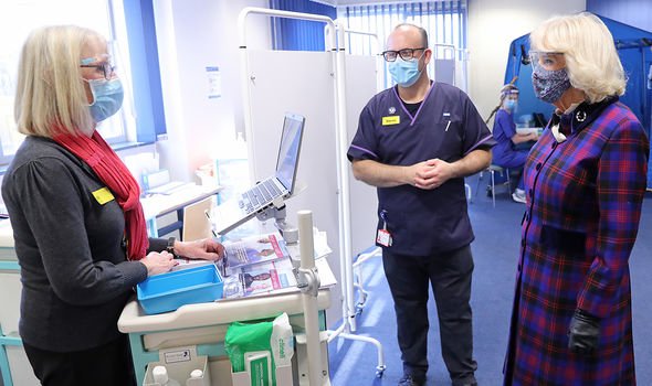 Camilla talking to NHS workers during the pandemic