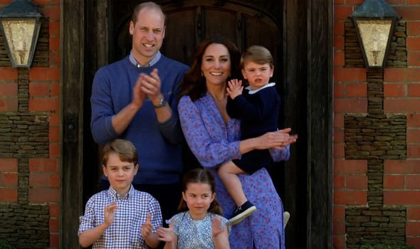 The Cambridge family clapping for the NHS earlier this year