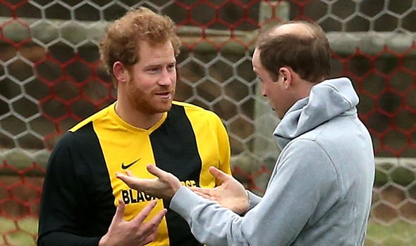 Harry and William playing football on Christmas Eve back in 2015