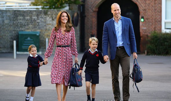 Kate and William with Charlotte and George Kate and William with Charlotte and George