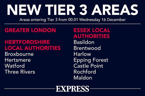 London and parts of Essex and Hertfordshire have been moved into Tier 3 London and parts of Essex and Hertfordshire have been moved into Tier 3