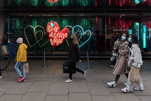 People walking down street