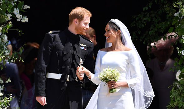 Prince Harry and Meghan Markle on their wedding day
