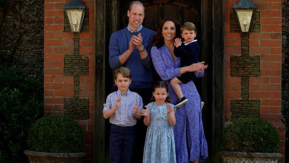 Prince William, Duke of Cambridge, Catherine Duchess of Cambridge, Prince George of Cambridge, Princess Charlotte of Cambridge and Prince Louis of Cam