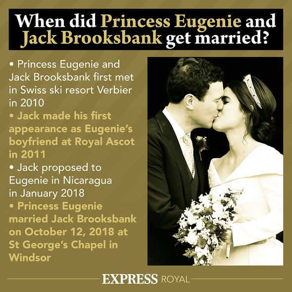 Princess Eugenie tied the knot with Jack Brooksbank in October 2018 Princess Eugenie tied the knot with Jack Brooksbank in October 2018