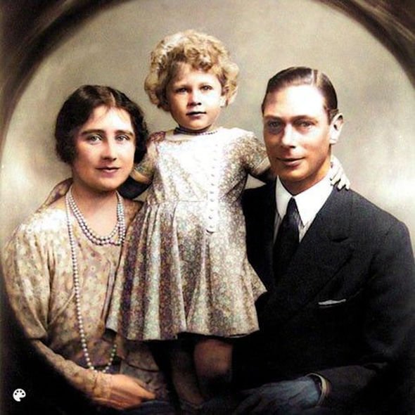 Queen Elizabeth aged 3 with her father and mother Queen Elizabeth aged 3 with her father and mother