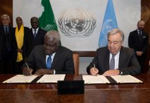 Seeking a deeper and broader partnership between the United Nations and African Union Signing Ceremony of Joint Declaration between AU and UN, 2018 (UN Photo)