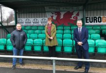 Welsh Secretary visits north Wales football club following lottery support