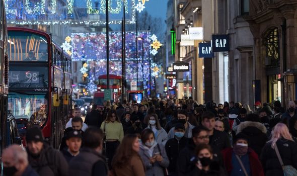 Crowds in central London Crowds in central London