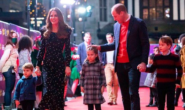 William with his three children and his wife Kate Middleton