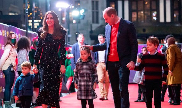 Kate and William with their three children in December