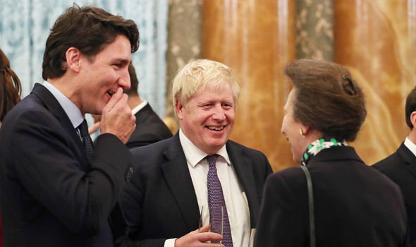 Anne was seen laughing with Trudeau and Johnson Anne was seen laughing with Trudeau and Johnson