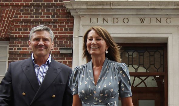 The Middletons outside the Lindo Wing after Kate gave birth to George