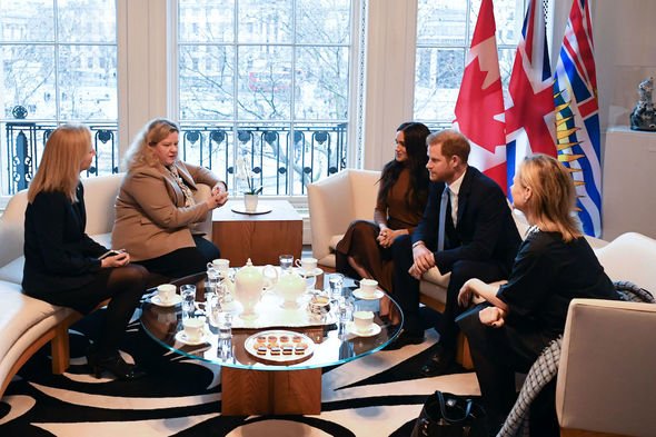 Canada: The pair pictured in the Canadian Embassy in London ahead of their move