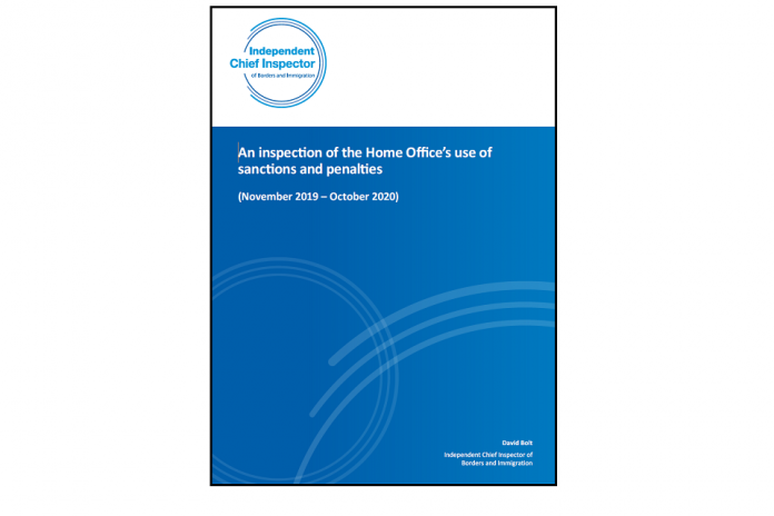 Inspection Report Published: An inspection of the Home Office’s use of sanctions and penalties